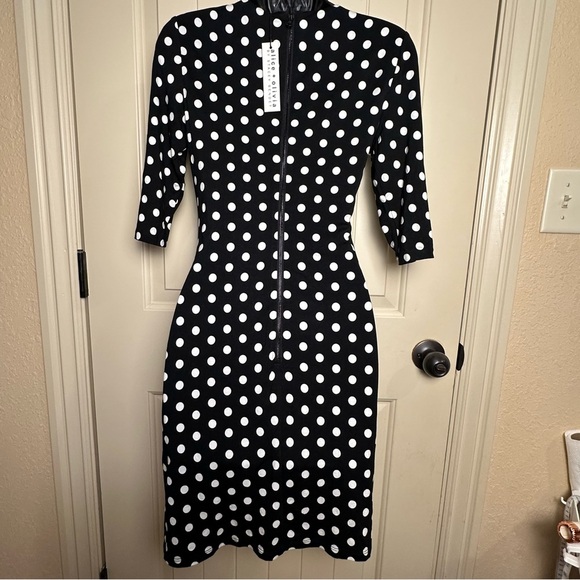 Alice + Olivia Delora Black & White Polka Dot Mini Dress Viscose Size 4 NWT - Picture 12 of 15
